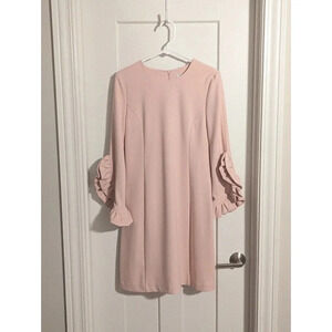 Katherine Barclay pink ruffle sleeve dress sz S